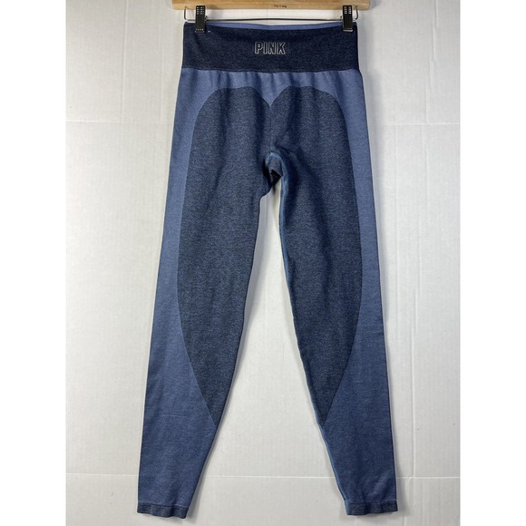 Victoria's Secret "PINK" Blue Seamless Leggings Women's Yoga Pants Gym Workout S - Picture 5 of 14